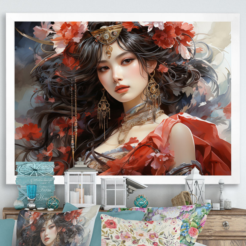 " China Traditional Opera ", White Picture Framed, 34" H x 44" W x 1.5" D