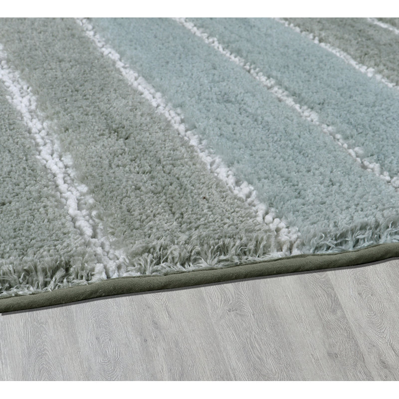 Tapis de bain ombré à rayures, L 40 po x l 24 po, Vert