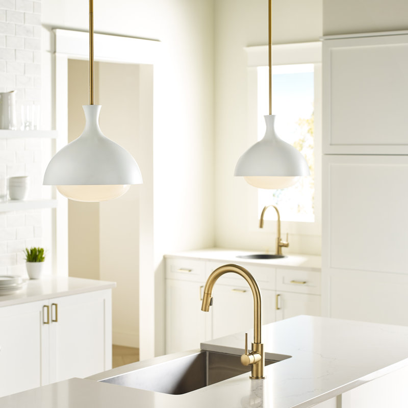 Lucerne 1 - Light Pendant, Matte White/Burnished Brass