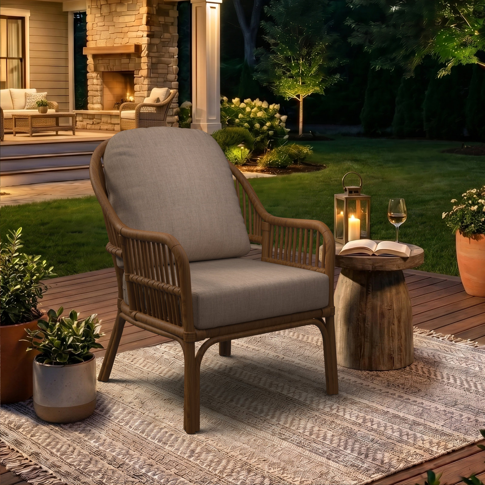 Amala 22" Sunbrella® Seat and Back Cushion, Cast Ash Sunbrella® Plainweave