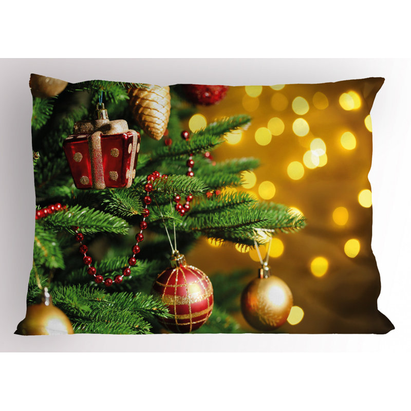 Festive Christmas Tree Branches Decorative Pillow Sham