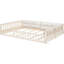 Lit plateforme beige avec garde-corps et coussin confortable - Structure pleine grandeur en bois massif