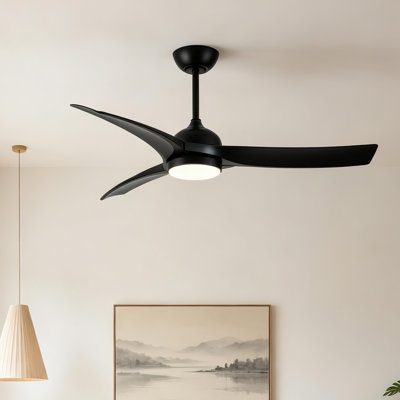 Sardinia 52 in. Indoor Black / Black Downrod Mount Ceiling Fan with Integrated LED with Remote & App Control Included