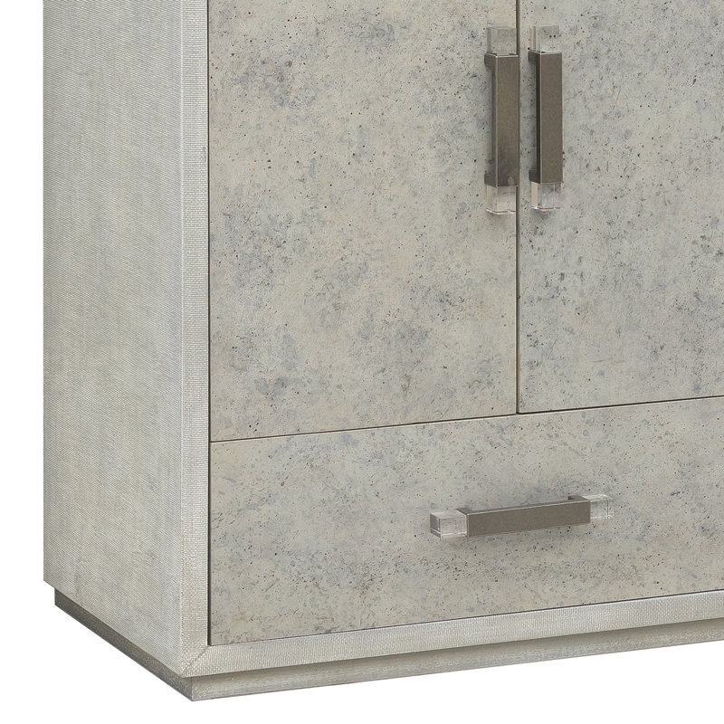 Gray Raffia Palm 5-Drawer Cabinet with Adjustable Shelves