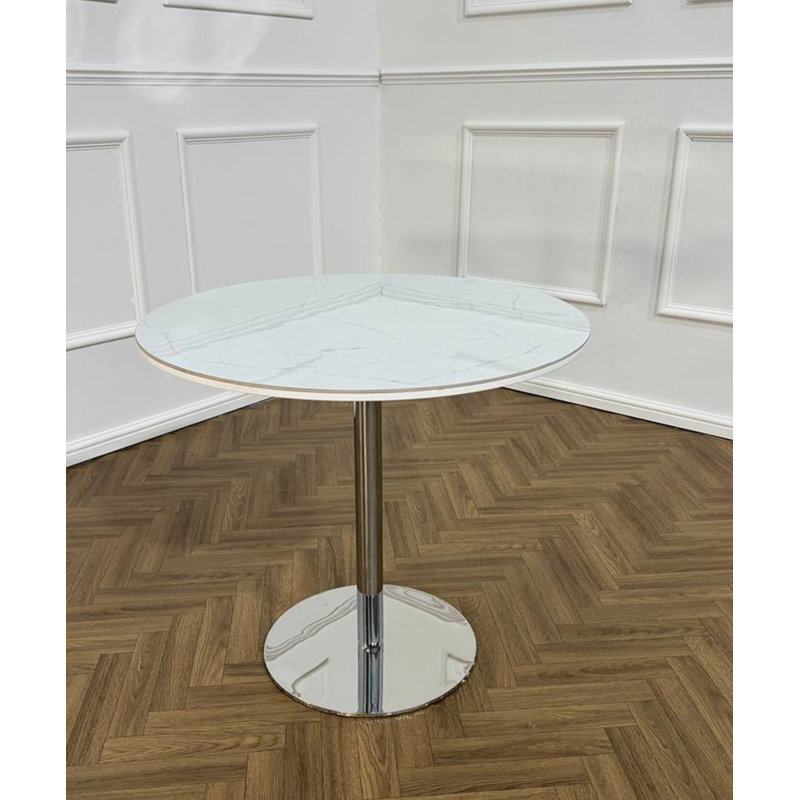 Round Metal Base Dining Table, Silver