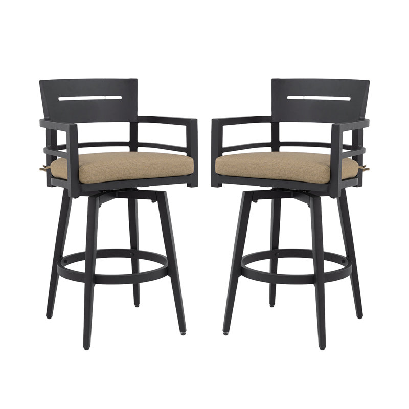 Chaises de bar pivotantes 2 pièces Modern Modern, Lin sésame
