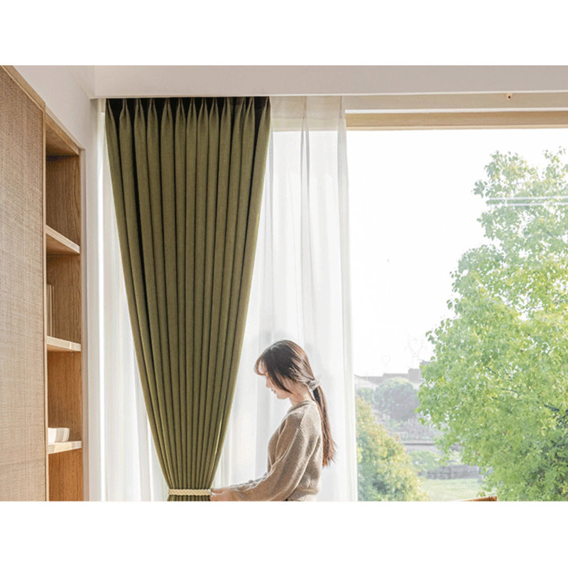 Chenille Room Darkening Curtain Panel Pair, Green