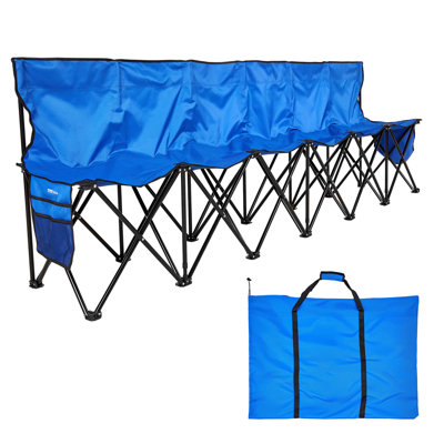 Folding Chair Sport 8 Seat Sideline Team Bench w/ Sidebag Carry Bag Blue by Ivy Bronx