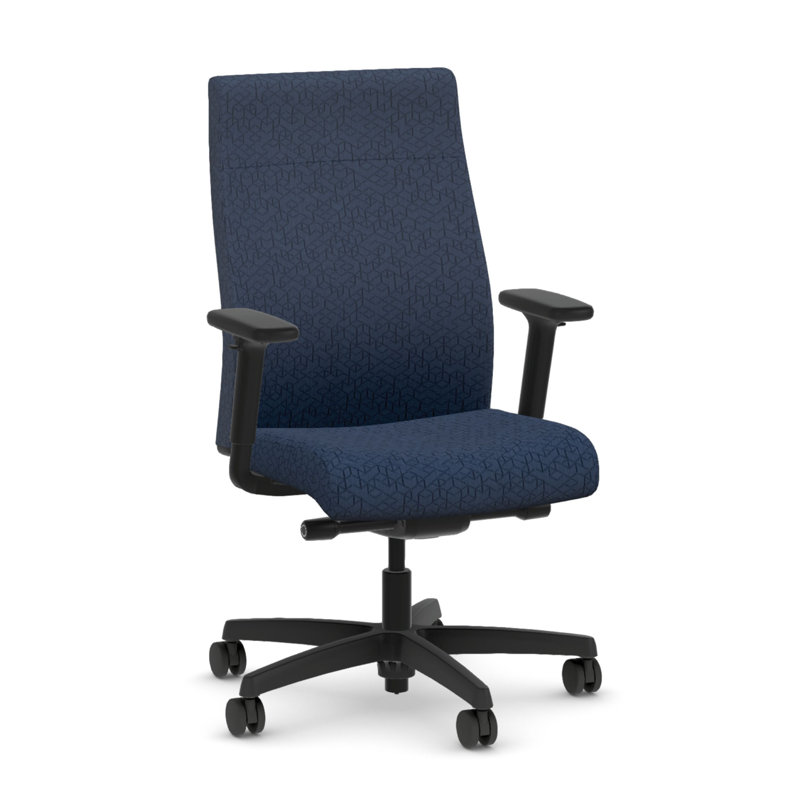 Chaise de bureau ergonomique en tissu HON Ignition 2.0, inclinaison avancée, structure noire, noir, Tissu noir