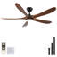 Ventilateur de plafond à 5 pales en bois massif de 62 pouces avec télécommande et éclairage à DEL (à DEL)