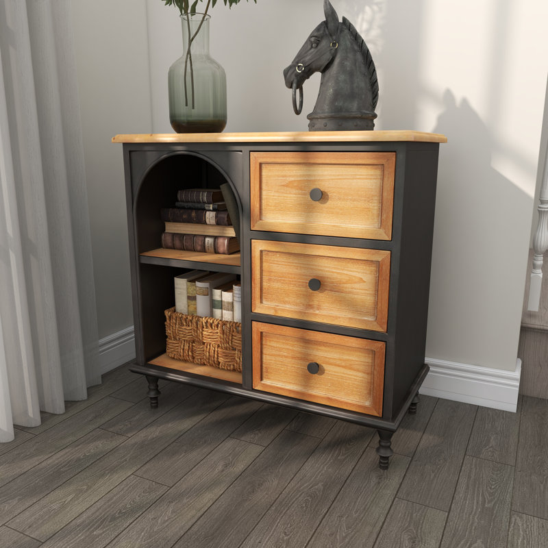 Wood 3 Drawers and 2 Shelves Brown Cabinet