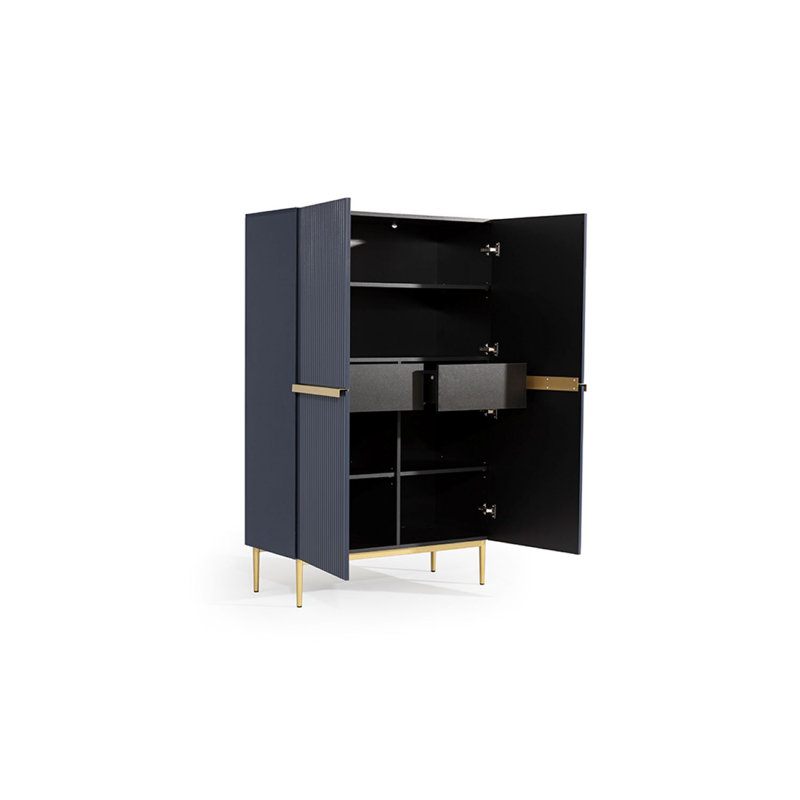 Alessja 2 Door Manufactured Wood Wardrobe, Wave blue/Gold