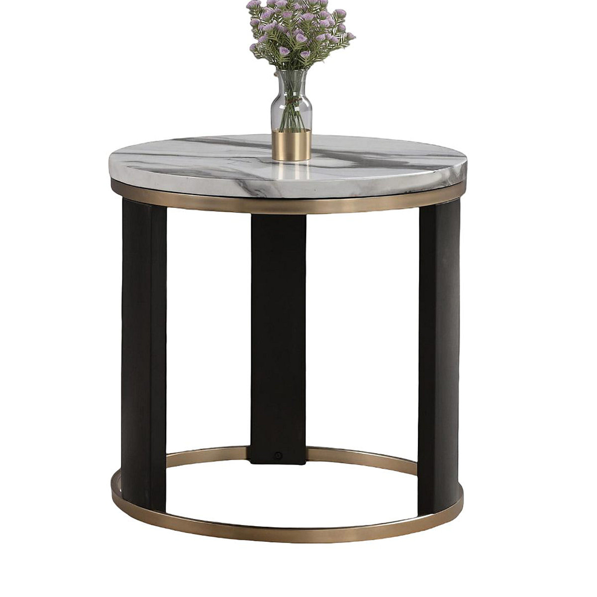 Hokku Designs Contemporary Style Round End Table Rings Wooden Legs ...