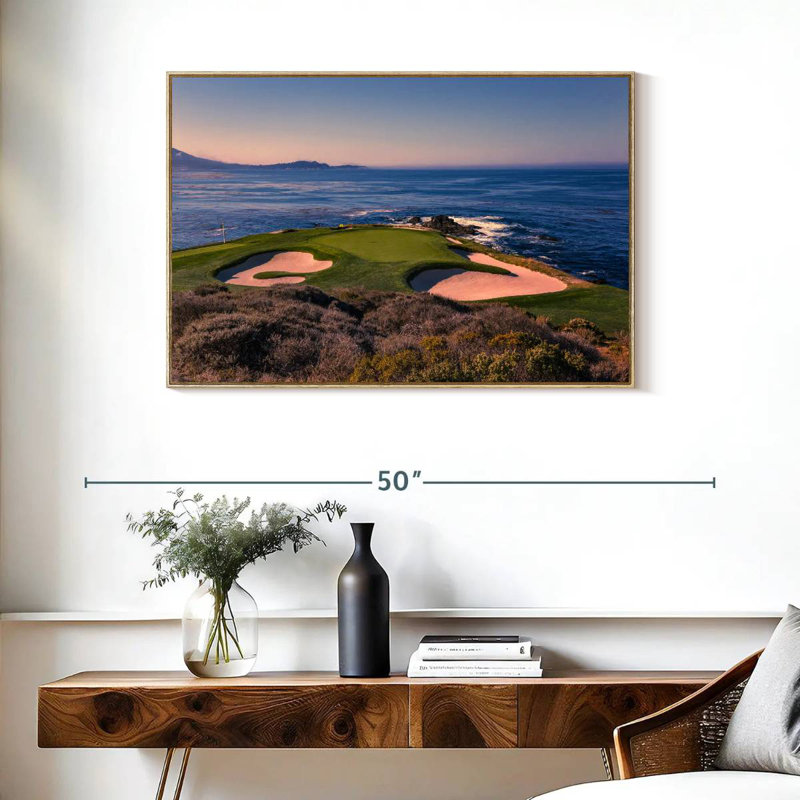 Pebble Beach Golf Club, Cadre flottant en bois naturel, 37 po x 25 po