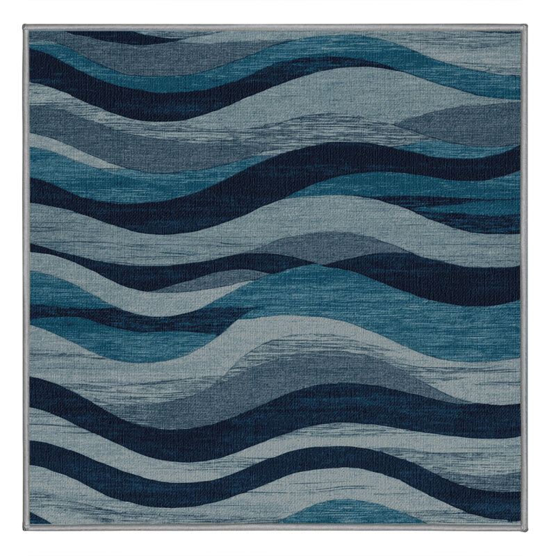  Tapis côtier lavable de luxe Ocean Waves, Carré 3 pi