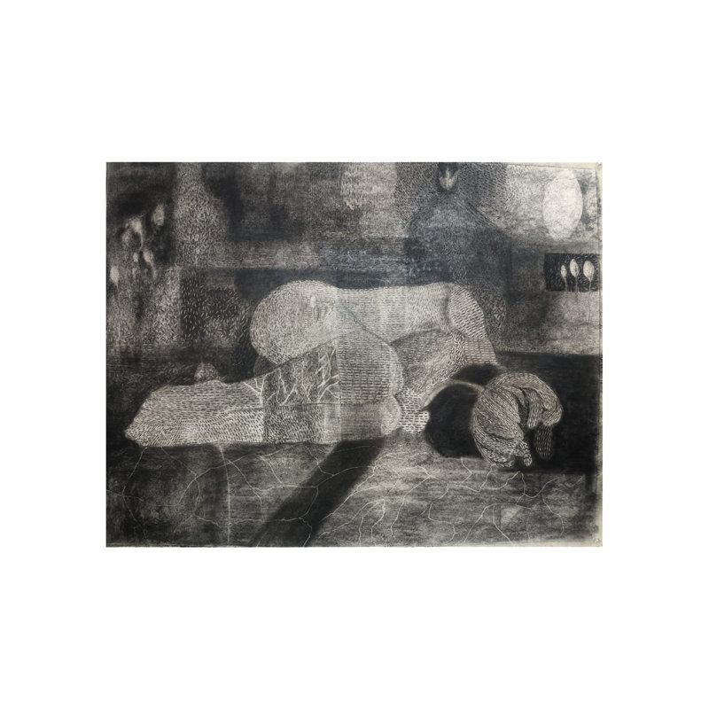 Menarche-Inconfort | Gris anthracite sur toile | Par Aman Kumar Bavariya