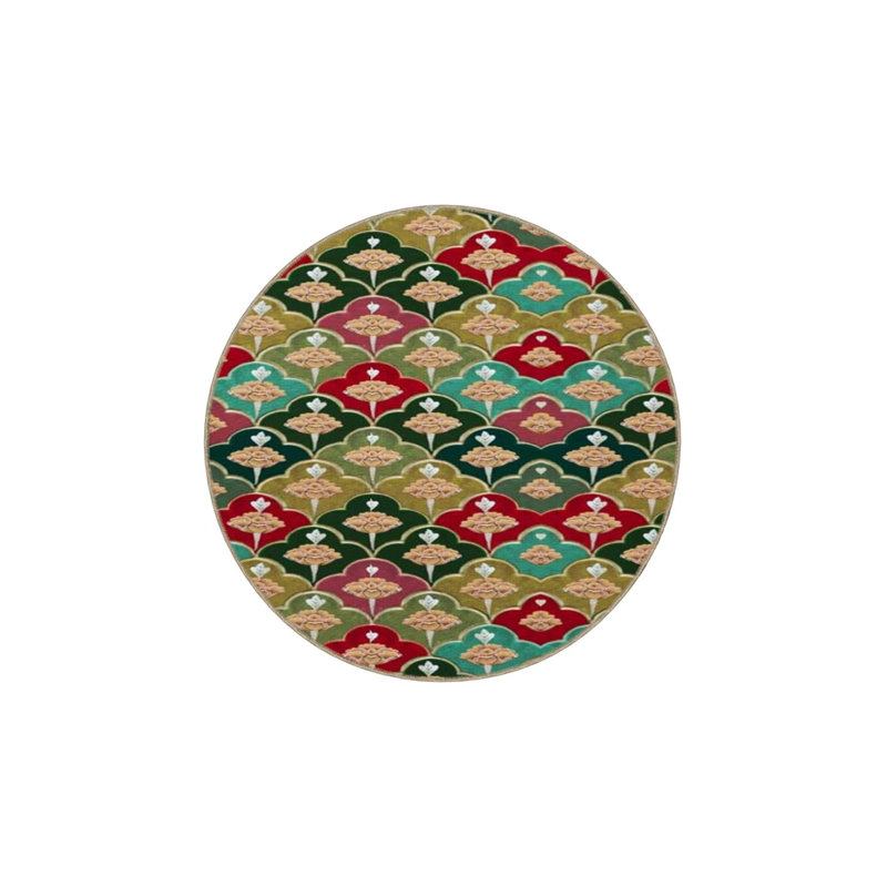 Tapis tissé à motif floral coloré, Sous-tapis carré 3 pi 3 po inclus