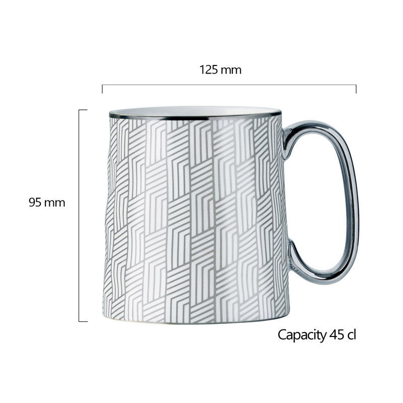Geo Mugs, White/Silver