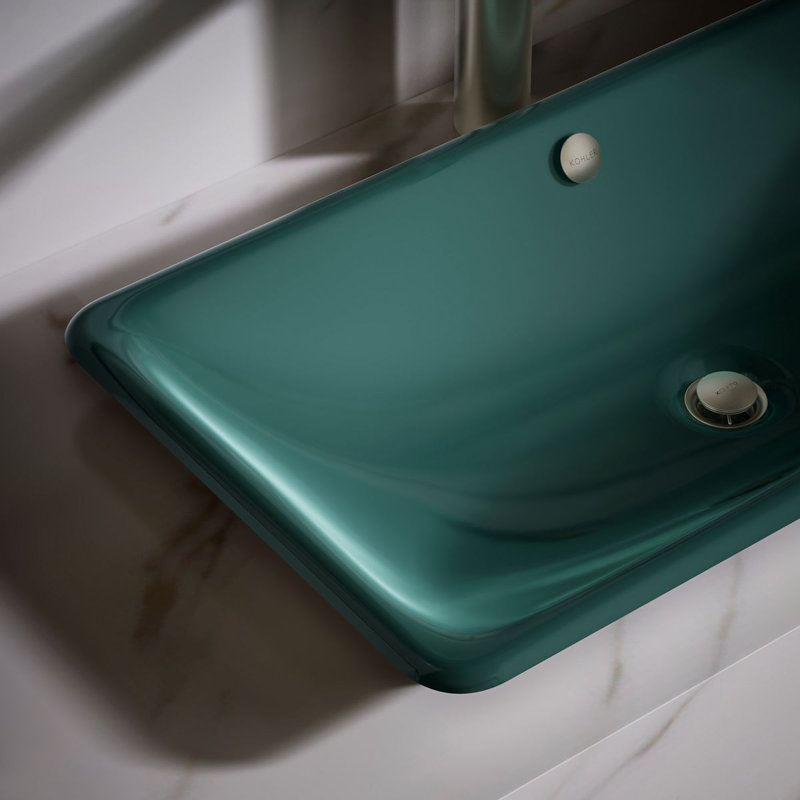 Iron Plains 30 In. Rectangular Drop-In / Undermount / Vessel Bathroom Sink, Teal