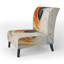 Fauteuil de chambre revêtu de velours blanc floral-118098699