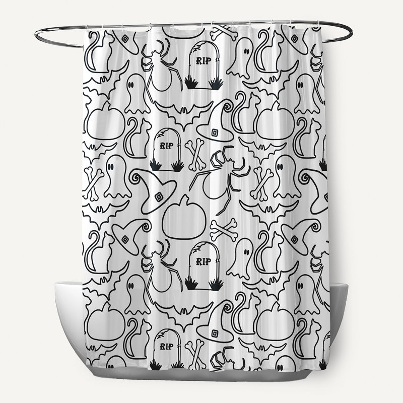 Rideau de douche Halloween, Blanc