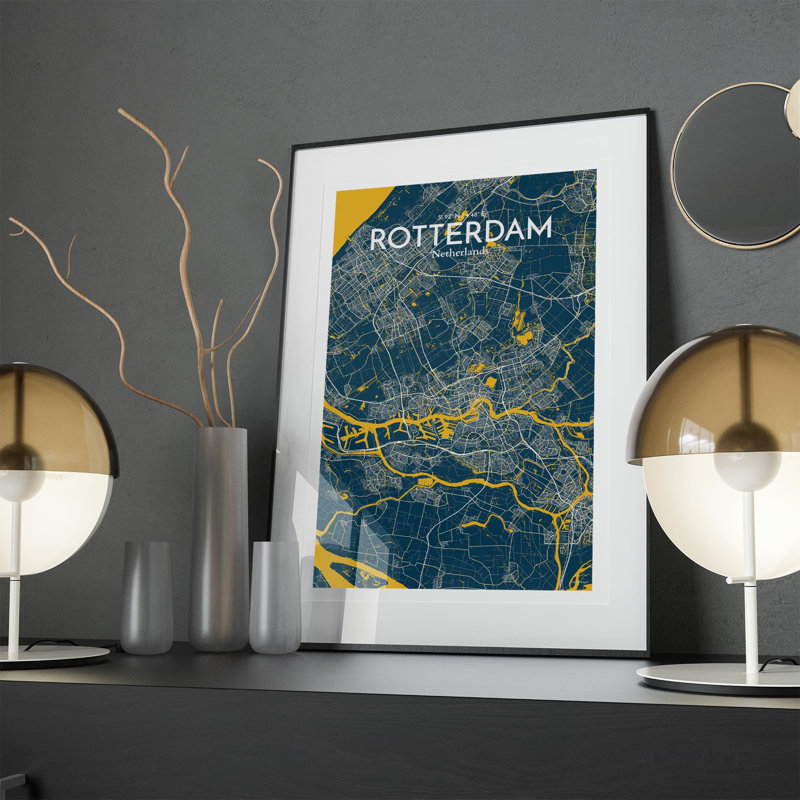 Rotterdam City Map In Amuse - No Frame Print, 17cm H x 11cm W x 0.05cm D