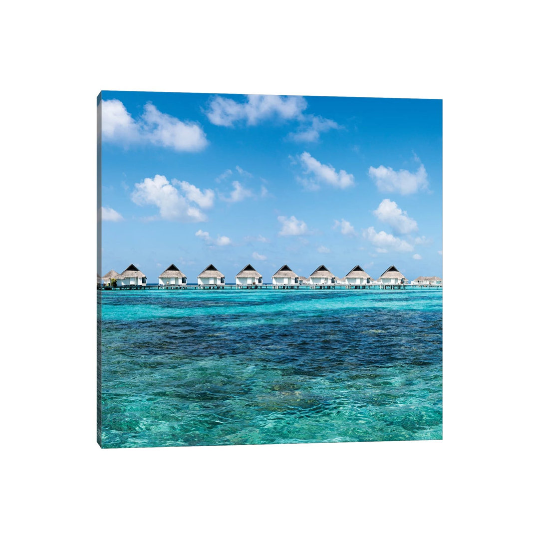 Overwater Villas At A Luxury Beach Resort In The Maldives by Jan Becke - Wrapped Canvas Print