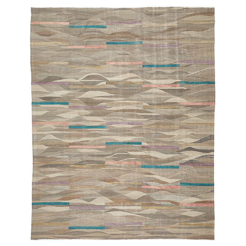 Multicolored Turkish Flatweave Wool Rug - 11'6" x 14'9"