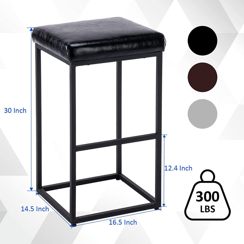 Tabouret de bar et de comptoir revêtu de meuble Nouriel, Noir, Tabouret de bar (siège d’une hauteur de 30 po)