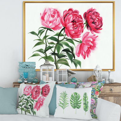 " Four Vintage Pink Peonies " Painting Print