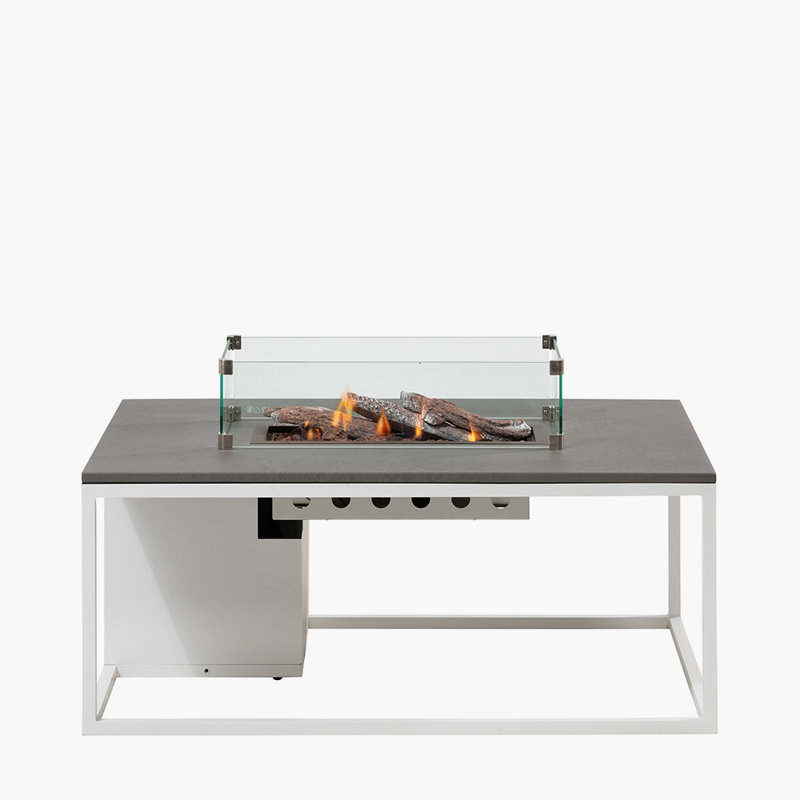 Himanshu Rectangle Aluminium Propane Smokeless Fire Pit Table, White/Grey