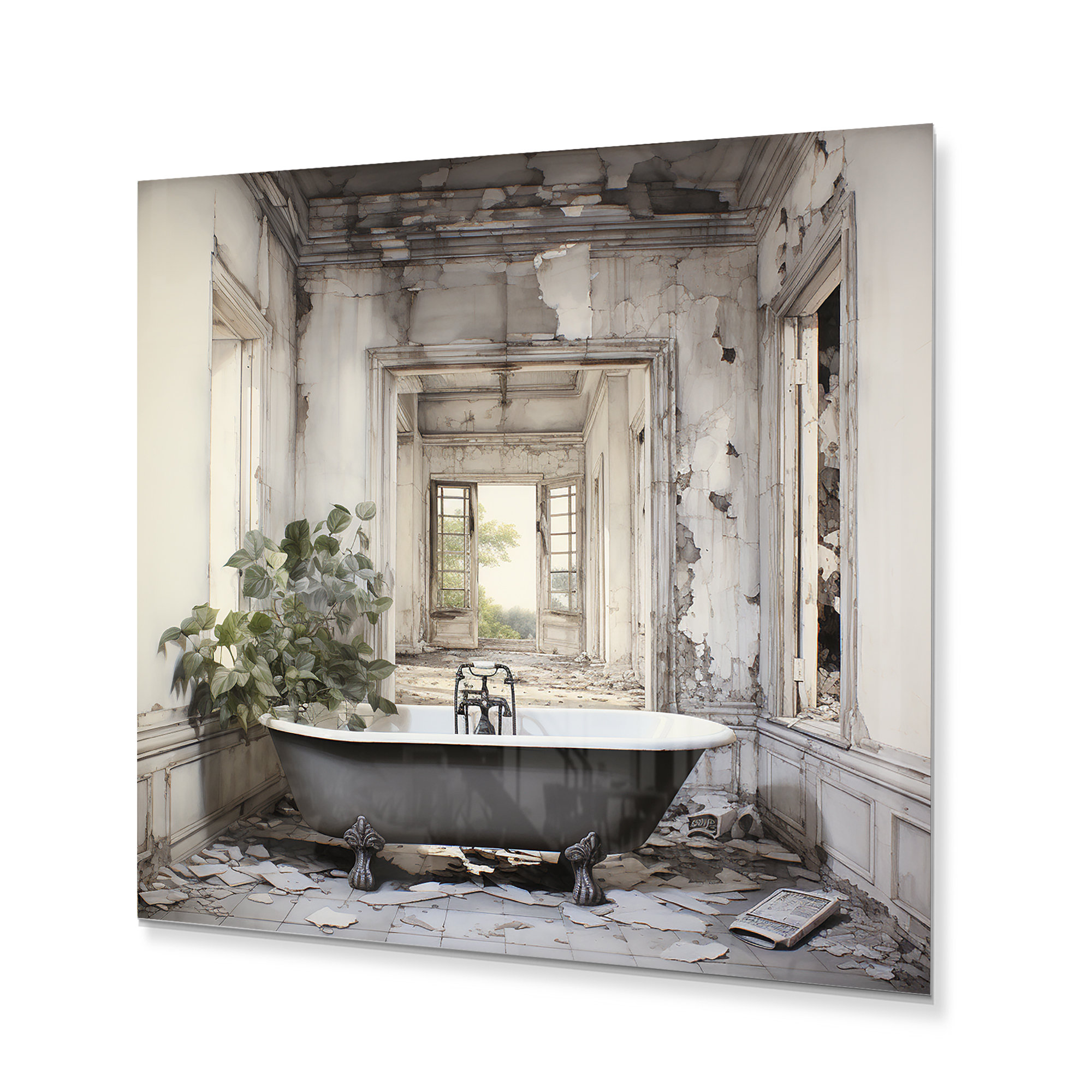 Winston Porter Bath Monochrome of Tranquility VI - Bath & Laundry Metal ...