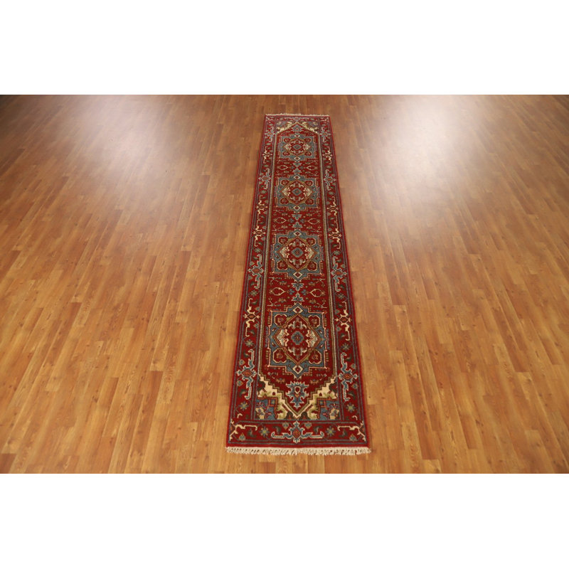 Tapis rouge traditionnel fait à la main rouge 2x12