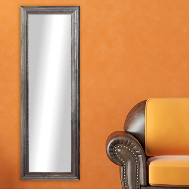 Carlea Wood Flat Mirror, Dark Walnut, 59" H x 20" W