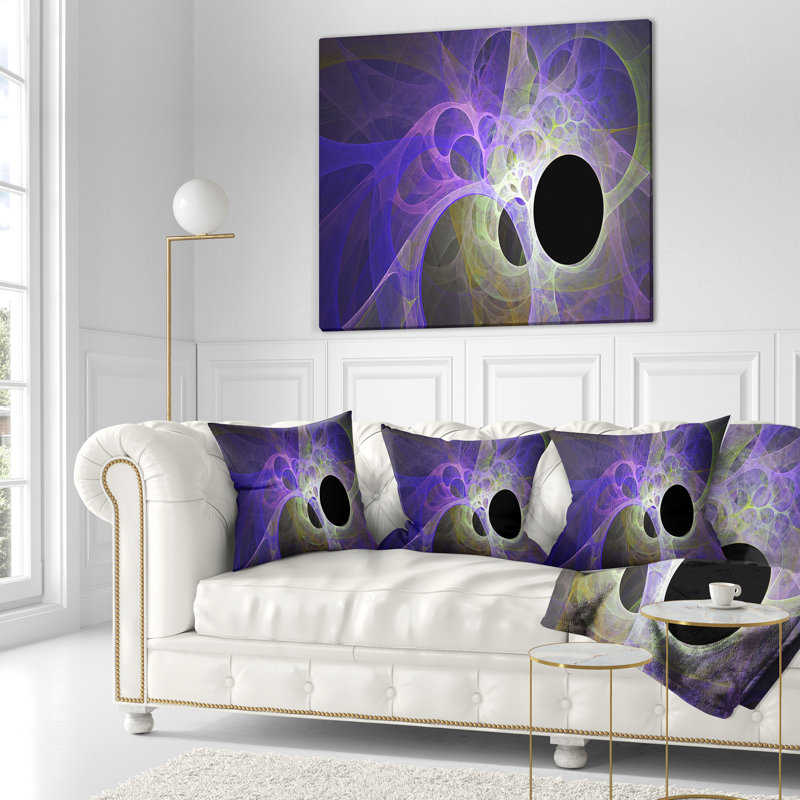 Fractal Angel Wings - Coussin imprimé abstrait, 16 po x 1 po, Coussin décoratif, Mauve