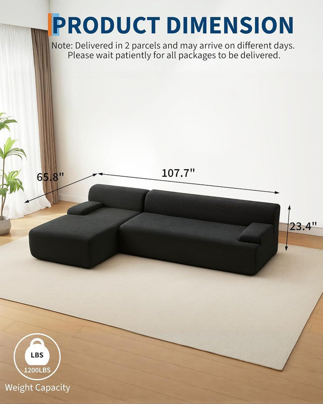 Canapé modulaire 108 po Cloud, Noir