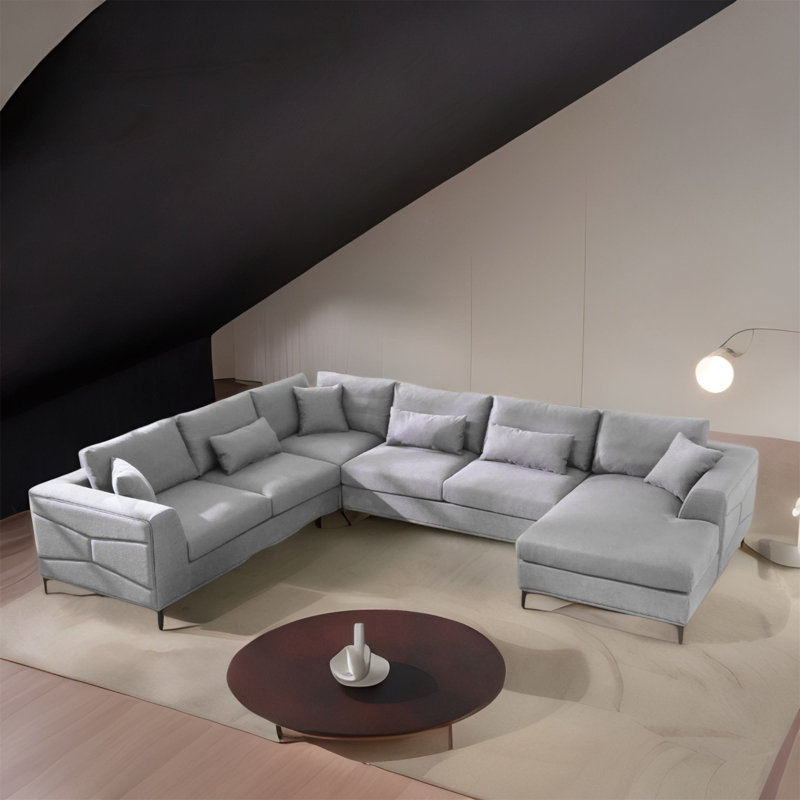 Redrow Upholstered L-Shaped Sectional Reversible, Gray Boucle