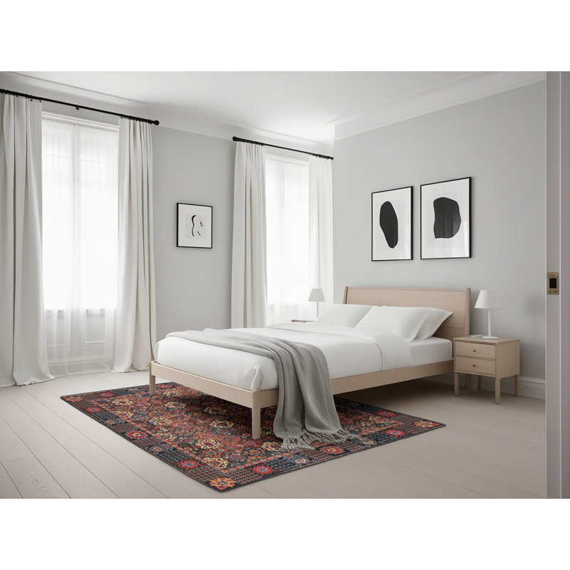 Tapis brun/noir/crème traditionnel, Rectangle 5 pi x 7 pi