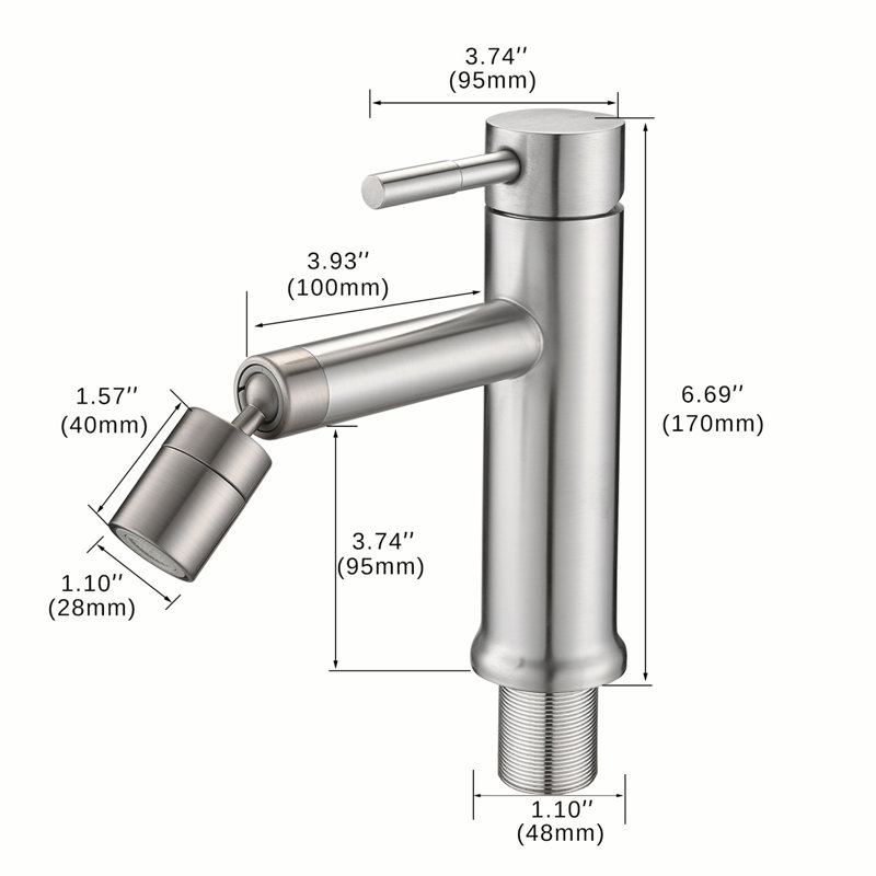Single-Hole Single-handle Bathroom Faucet with Drain Assembly, Brushed Nickel