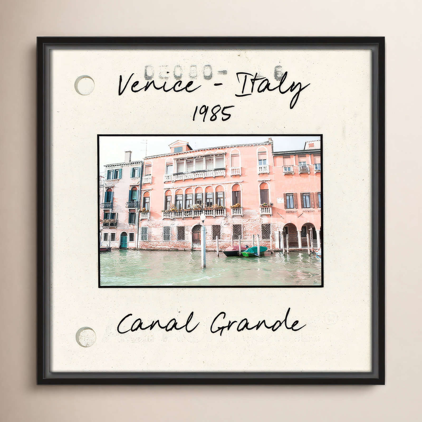 Travel Slide Collection "Venice, Italy - Grand Canal" Print, 17.5" H x 17.5" W x 2" D, Black Floater Framed Canvas