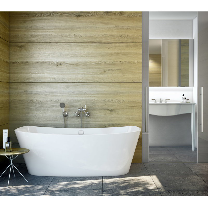 Trivento 65" x 28" Freestanding Soaking Bathtub, Standard White