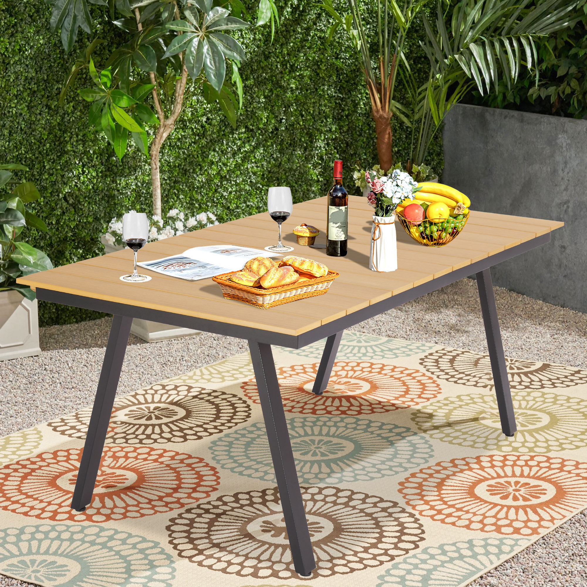 Latitude Run® Dovenby Patio Aluminum 6 Person Dining Table | Wayfair