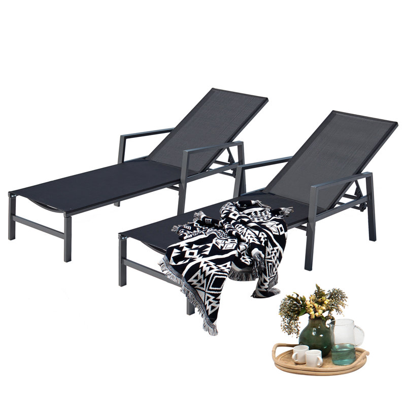 Chaise longue inclinable 24 po, Noir