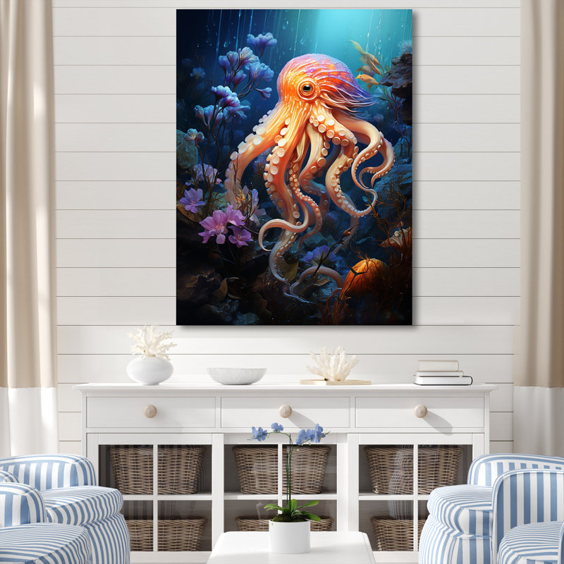 Impression sur toile Popup Octupus, H 32 po x l 16 po x P 1 po, Toile tendue