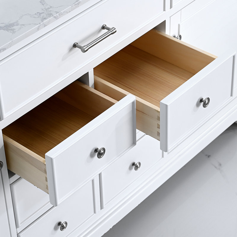 Meuble-lavabo double 72 po avec plateau en pierre reconstituée Narges