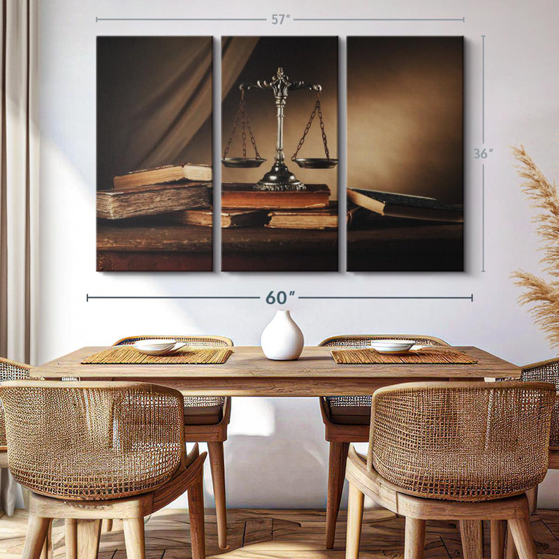 «Silver Scales Of Justice» sur, H 36 po x l 57 po x P 1,25 po