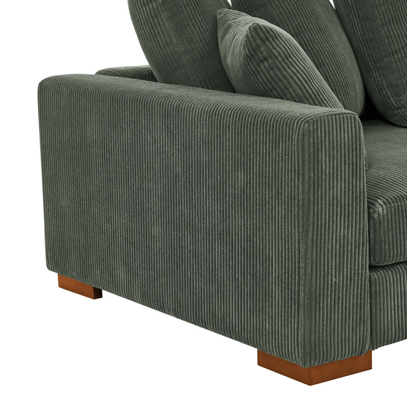 Catasha 116'' Square Arms CAL117 Compliant Sofa, Hunter Green Corduroy