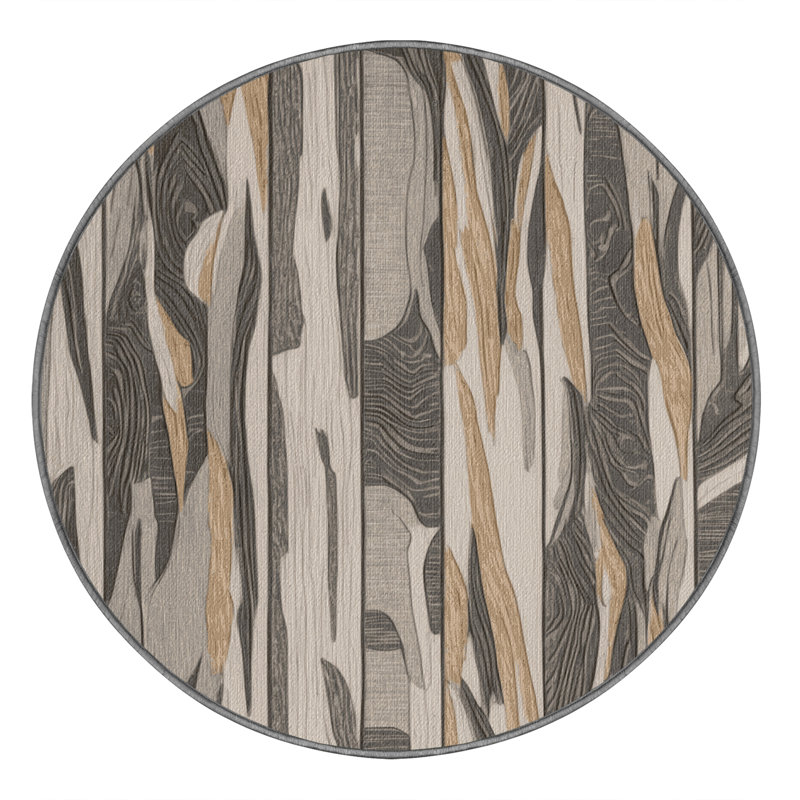 Washable Driftwood Grain Elite Coastal Area Rug, Round 6'