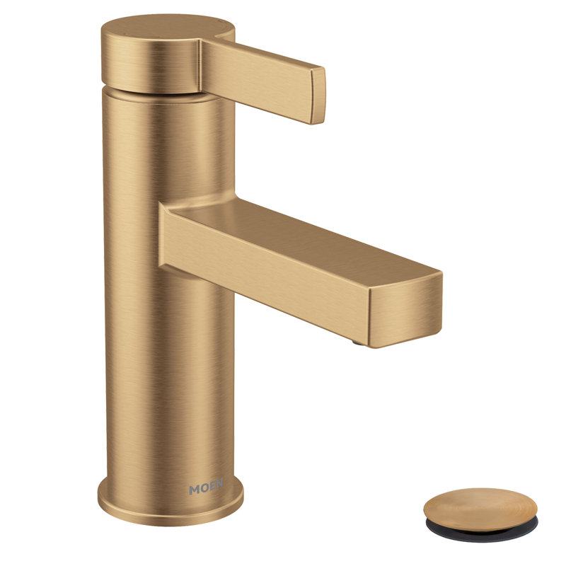 Robinet de salle de bain monocorps et monocommande à un trou avec ensemble de drain Moen Beric, plaque optionnelle incluse