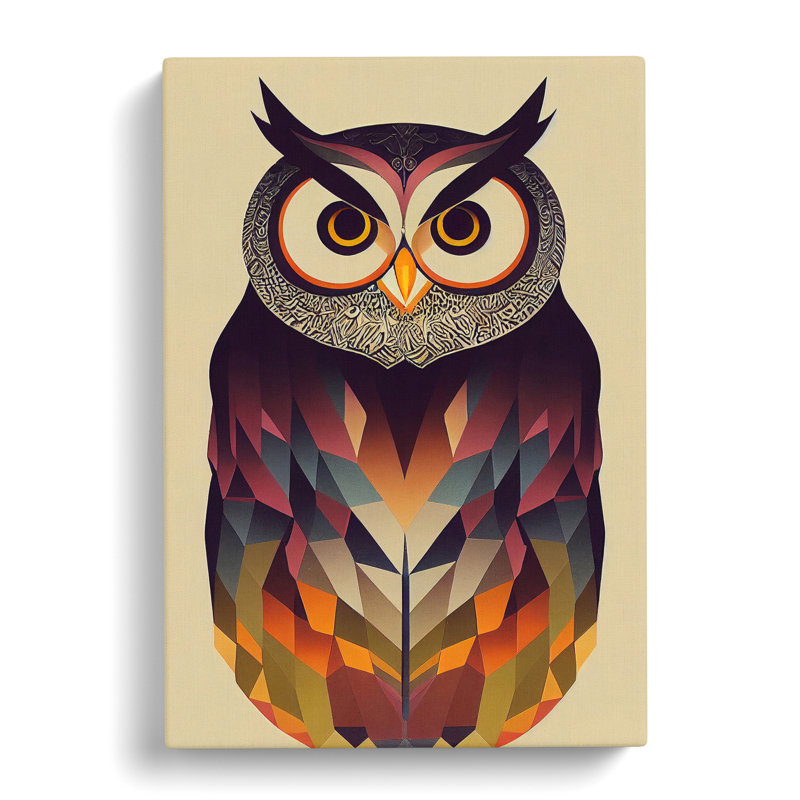 Unique Owl Art No.2 Abstract - Wall Art, Wrapped Canvas, 60cm H x 40cm W x 3cm D, No Matte